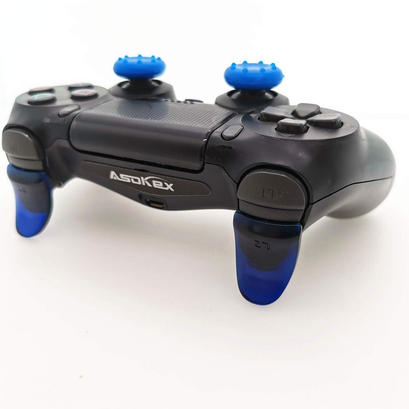 Asokex L2 R2 Ps4 Trigger Extenders (2 Pairs L2 R2 Triggers, 4pcs Joystick Cap, 2 Pairs LED Light Bar Decal) for Ps4 Controller(Blue) - Image 4